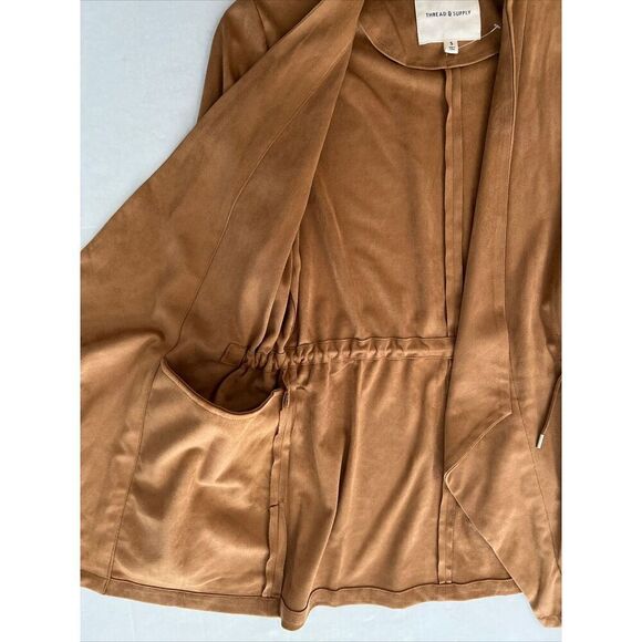 Thread & Supply Women Sz Small Malva Camel Brown Microsuede jacket - Picture 8 of 9